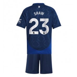 Manchester United Luke Shaw #23 Dětské Venkovní dres komplet 2024-25 Krátký Rukáv (+ trenýrky)